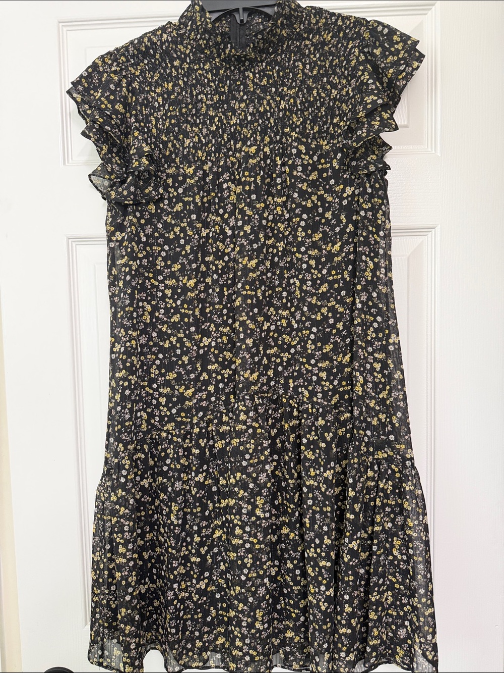 Melonie Women's Black Floral Ruffle Dress